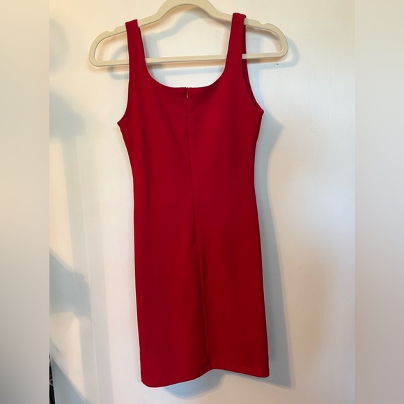 NUDE Bold Red Square Neck Sleeveless Date Night Party Mini Dress- Size Small - Picture 6 of 7